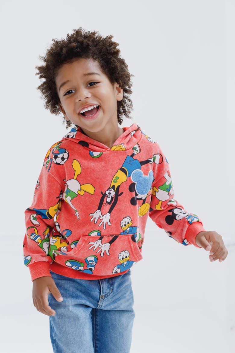 Mickey Mouse Pullover Hoodie, Alternate, color, Mickey Friends Red