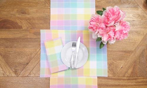 C & F Home C&f Home Hana Color Block Plaid Table Runner 13" X 72" In Pink