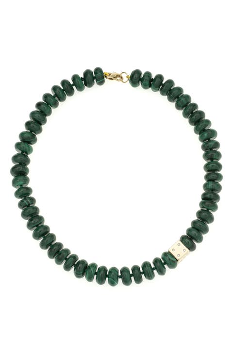 Malachite Bead & Diamond Dice Necklace