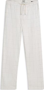 Scotch & Soda Pleated Relaxed Straight Fit Cotton & Linen Blend Pants