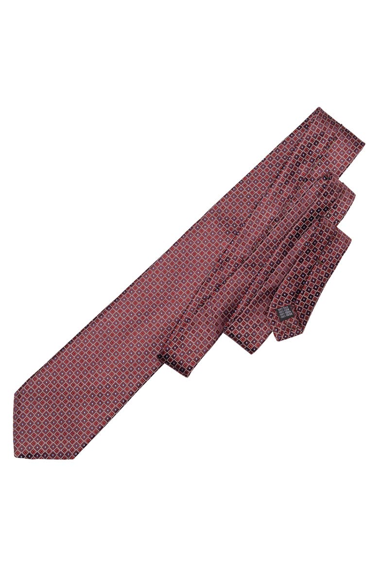 Ravenna - Extra Long Silk Jacquard Tie for Men, Alternate, color, Burgundy