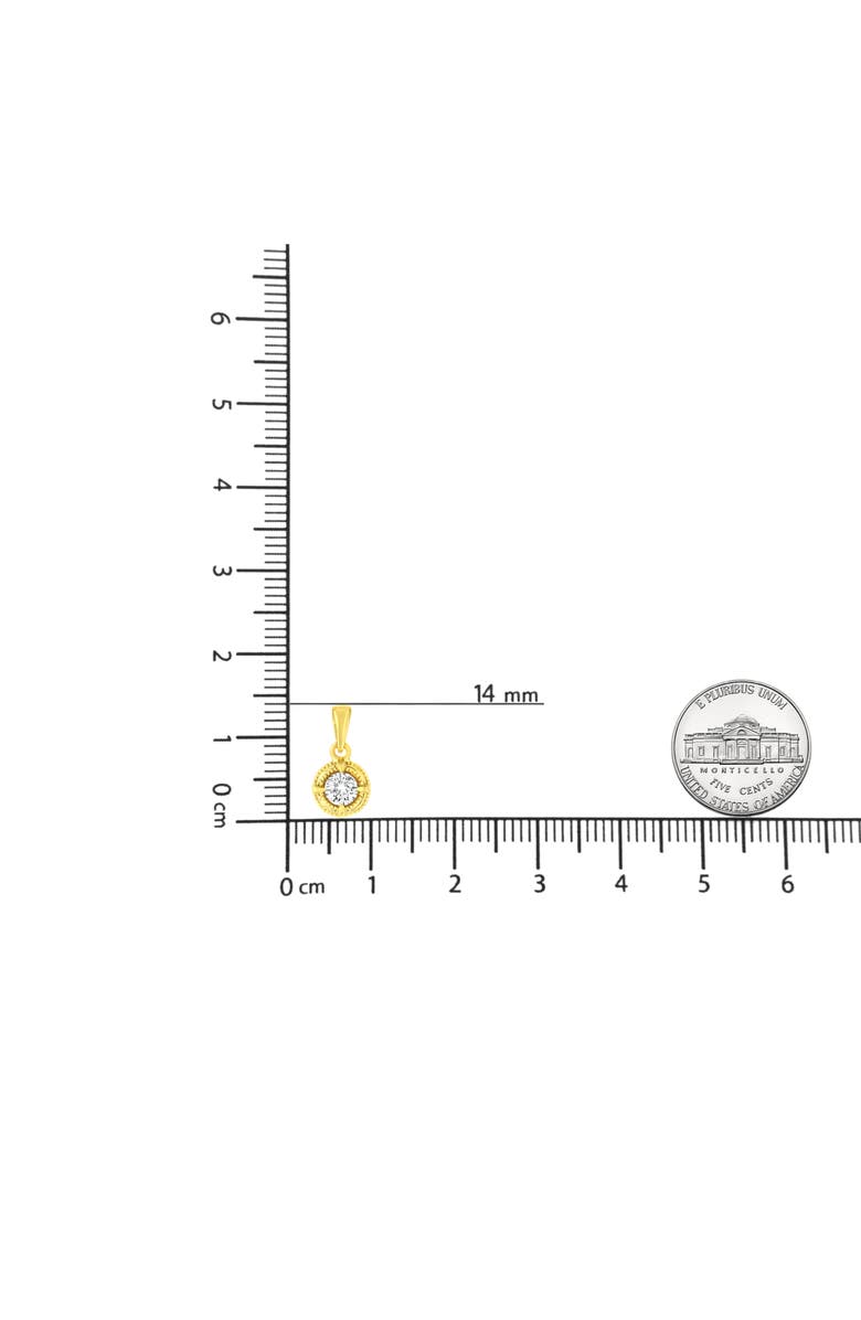 Haus of Brilliance 14K Yellow Gold Plated Silver 1/3 Cttw Diamond Solitaire Milgrain Pendant Necklace, Alternate, color, Yellow