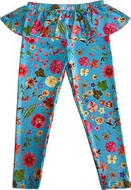 NESSI BYRD Spring Blossom Peplum-Waist Relaxed Leggings Ruffle Detail
