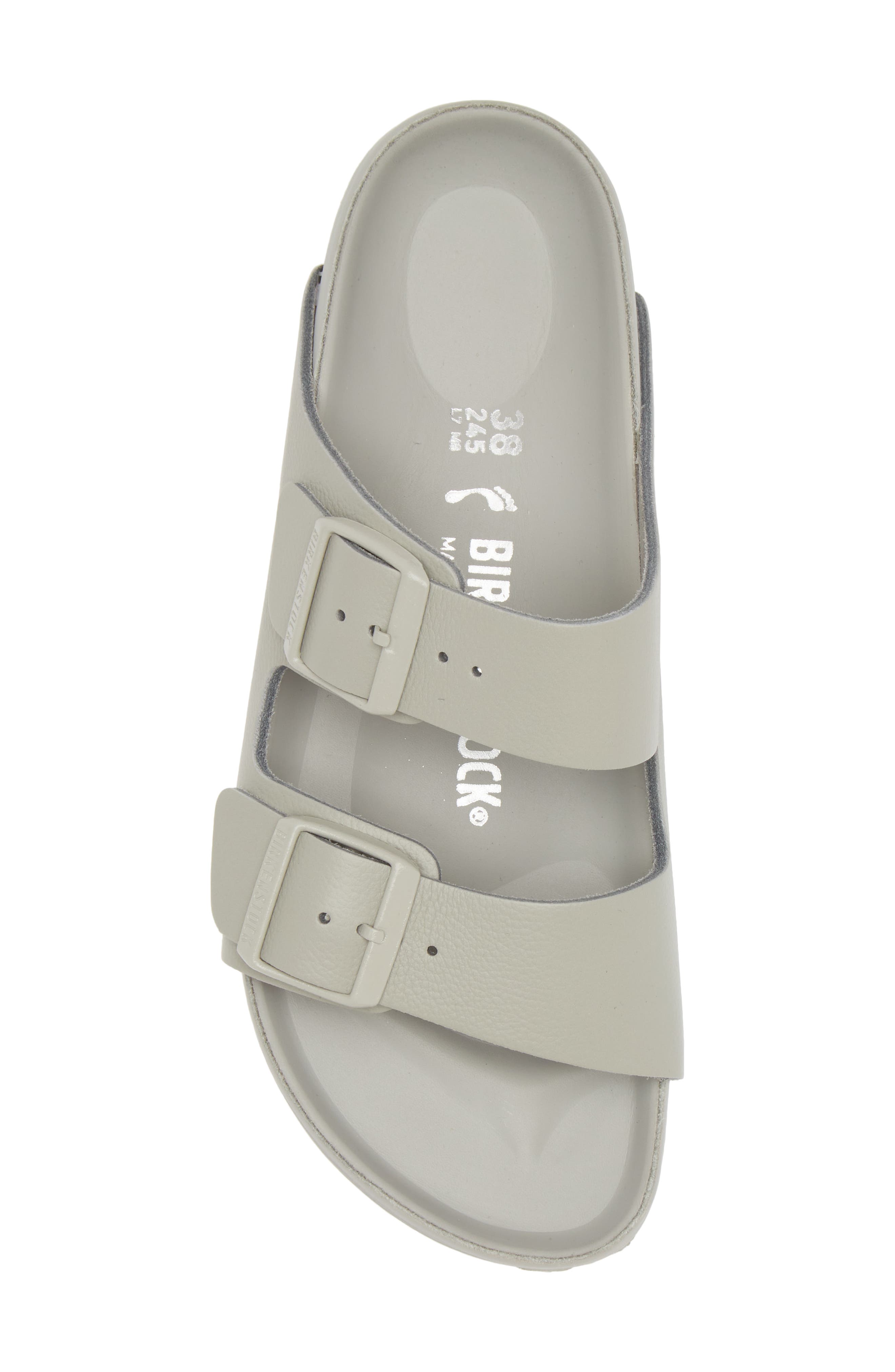 Birkenstock Arizona Exquisite Leather Slide Sandal, Alternate, color, Mineral Gray