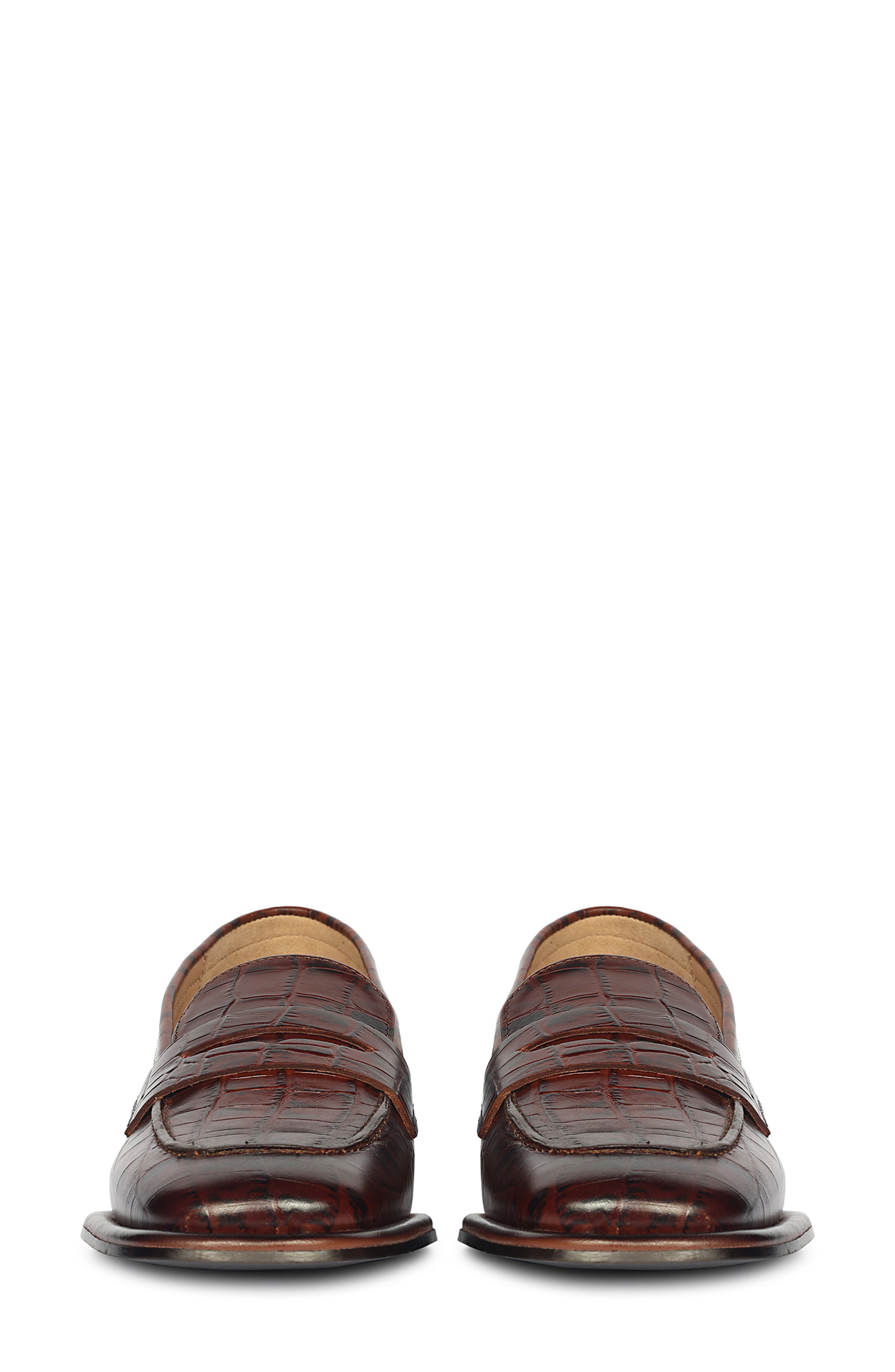 Carla Croc Embossed Loafer, Alternate, color, CHOCOLATE