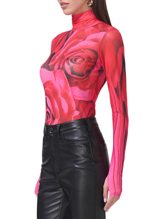 Shop Afrm Zadie Print Sheer Mesh Top In Organic Rose