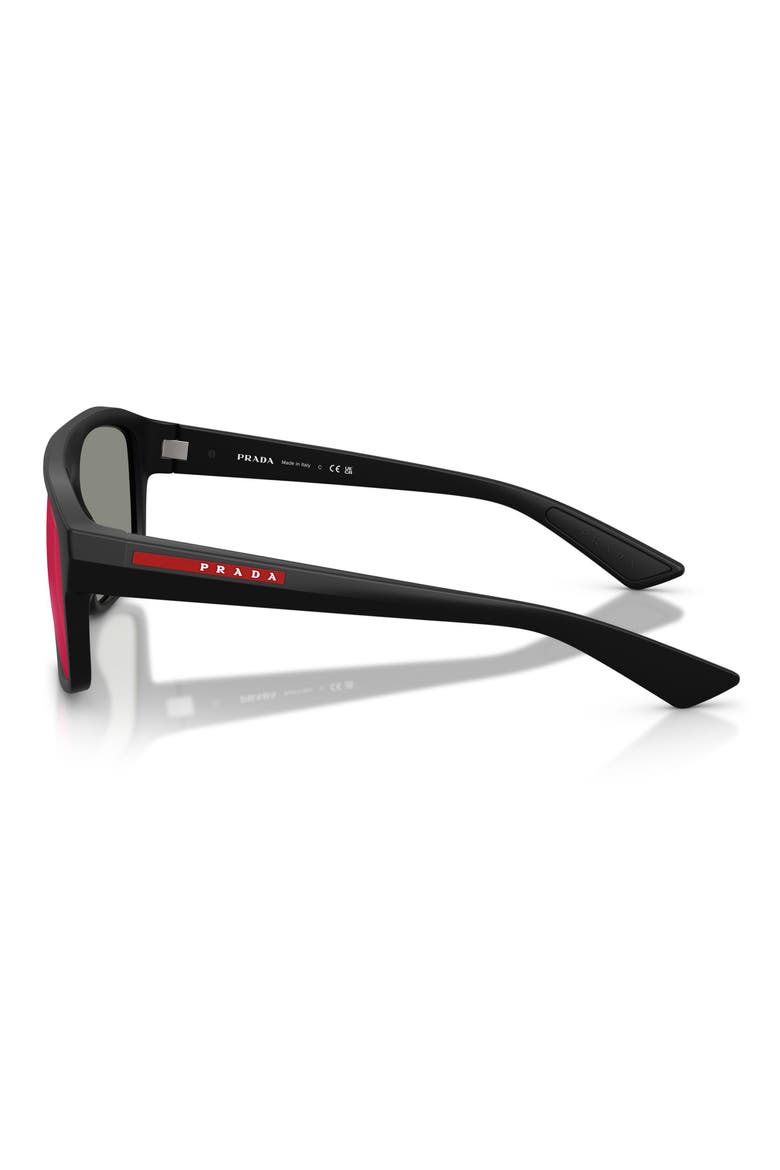 59mm Shield Sunglasses, Alternate, color, MATTE BLACK / GREY BLUE/ RED