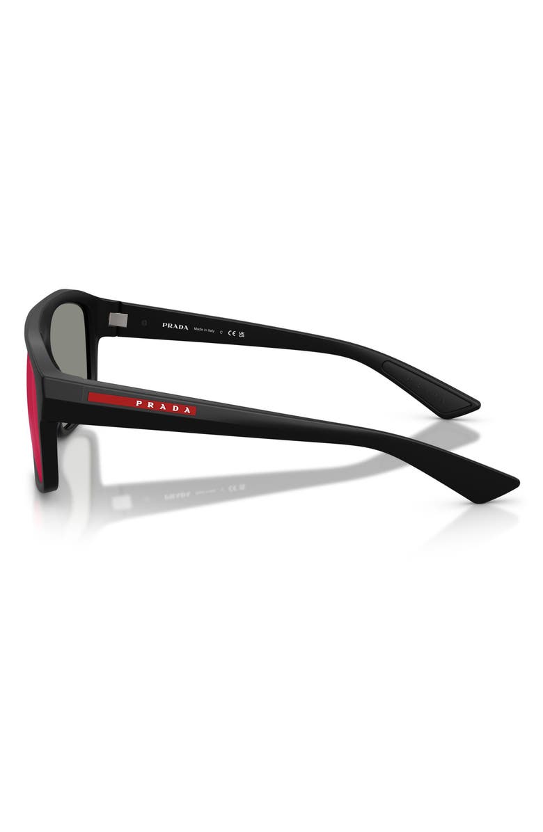 Prada Linea Rossa 59mm Shield Sunglasses, Alternate, color, Matte Black / Grey Blue/ Red