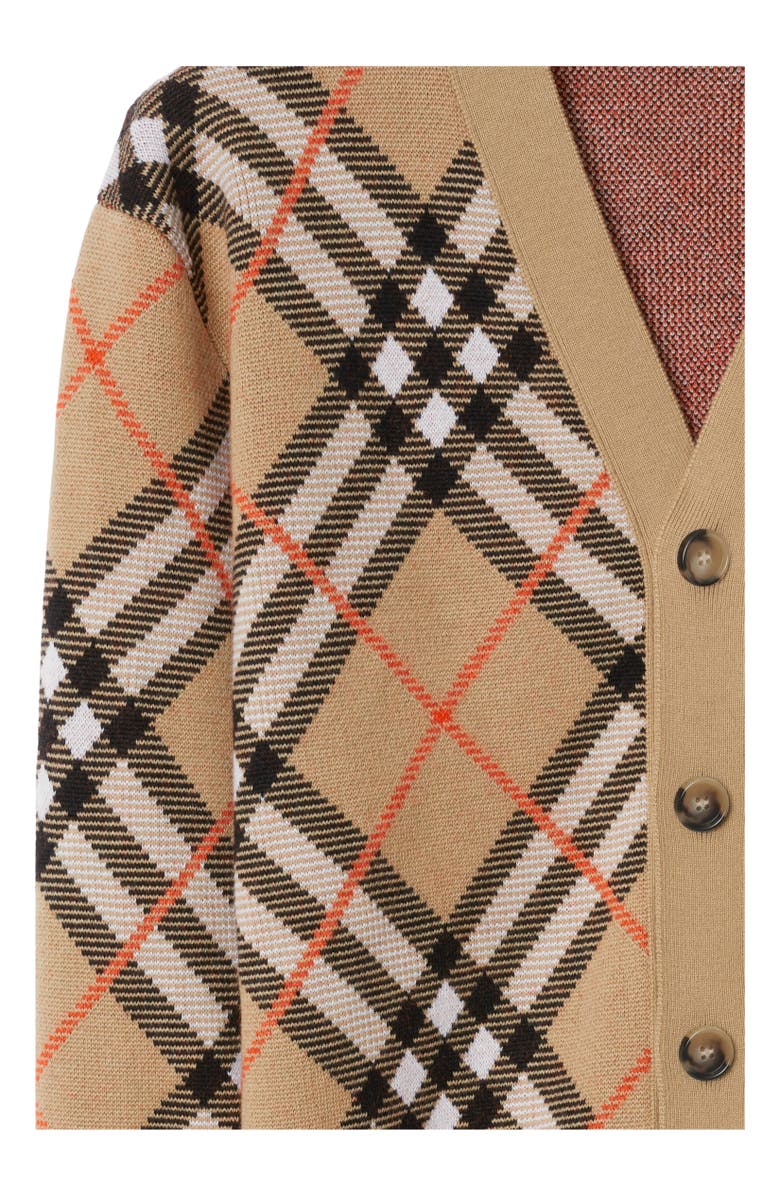 Burberry Check Wool Mohair Blend Cardigan, Alternate, color, Sand