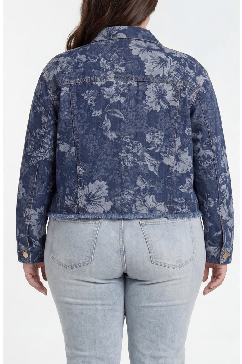 Floral Jacquard Denim Trucker Jacket, Alternate, color, LAPIS GROVE