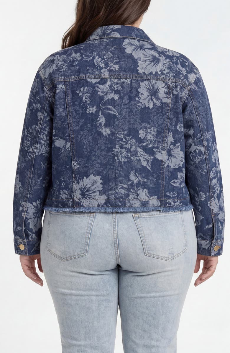 Liverpool Los Angeles Floral Jacquard Denim Trucker Jacket, Alternate, color, Lapis Grove