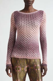 Etro Sequin Embellished Open Stitch Ombré Sweater