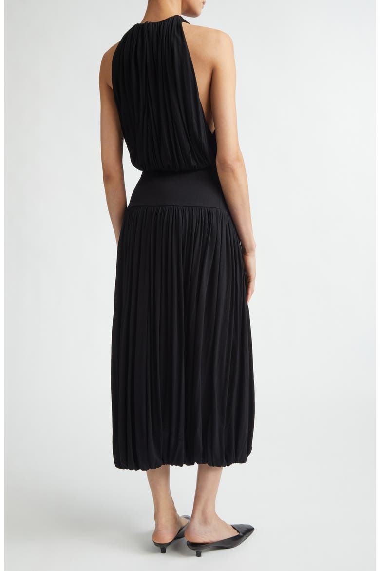Soft Gathered Midi Dress, Alternate, color, BLACK