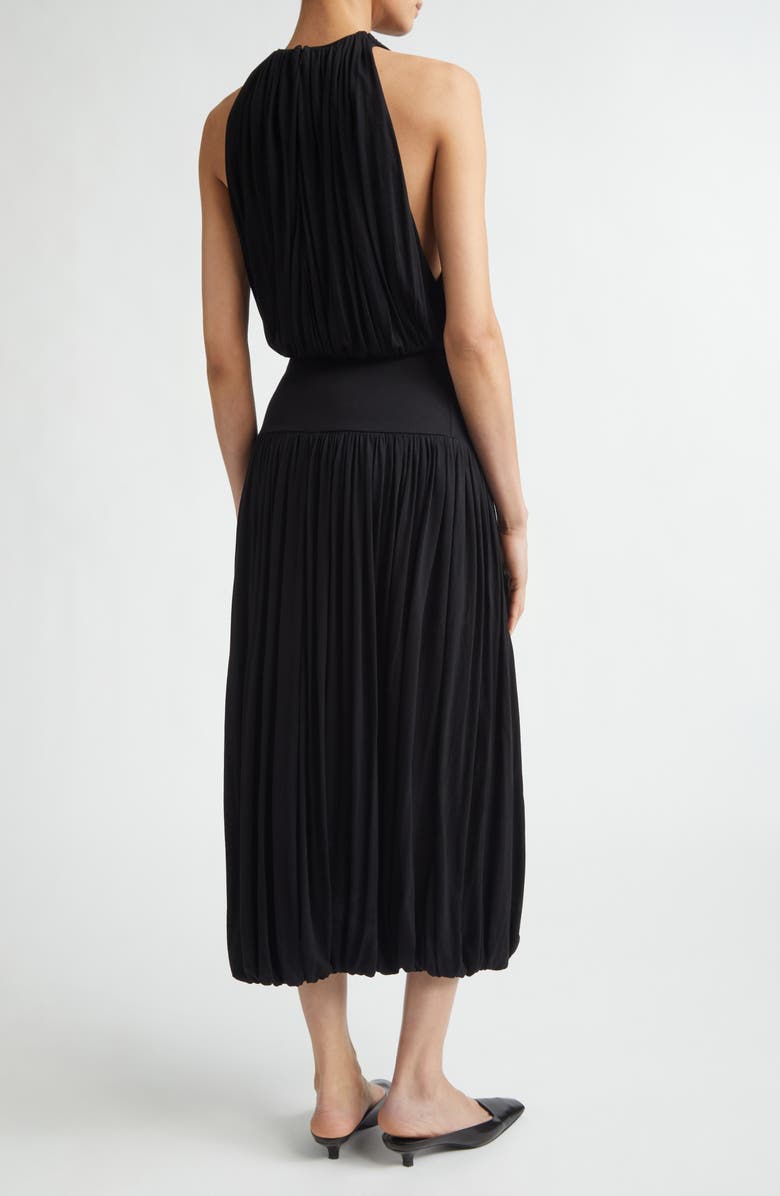 TOTEME Soft Gathered Midi Dress, Alternate, color, Black