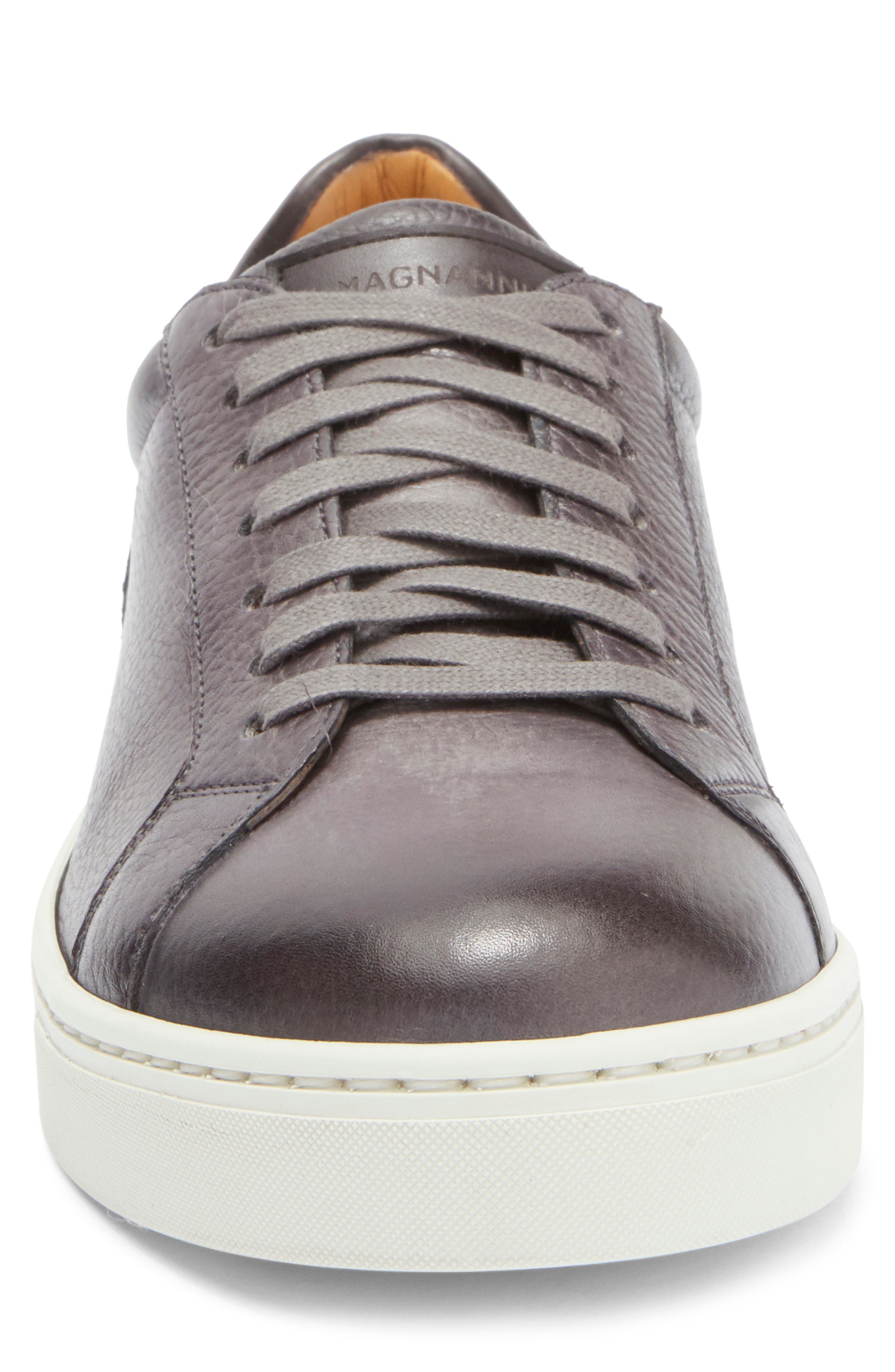 Grey Leather Sneaker, Alternate, color, GREY