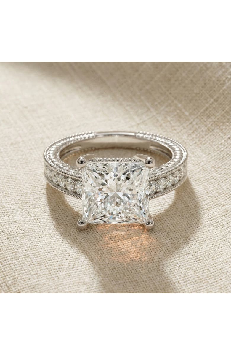 Bliss Diamond Certified 4 1/5Ct Princess Cut Diamond Vintage Engagement Ring Lab Grown, Alternate, color, 14K White Gold