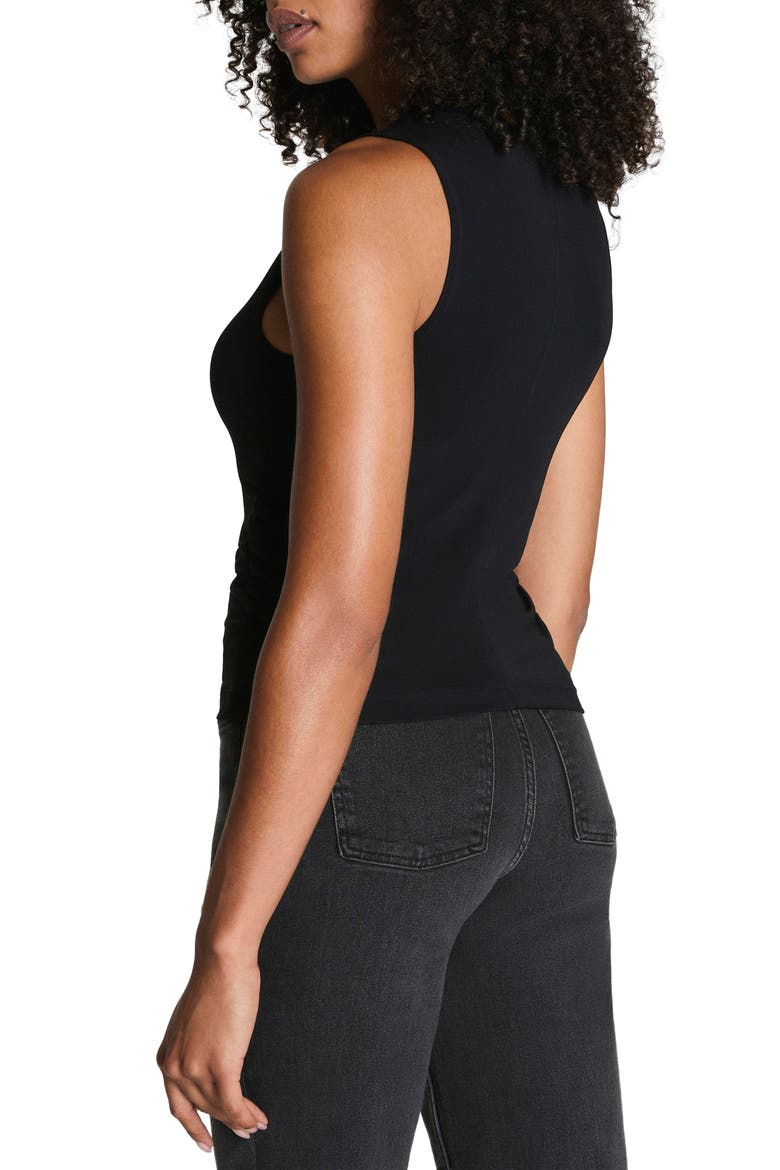 Sleek Ruched Jersey Tank Top, Alternate, color, CLASSIC BLACK