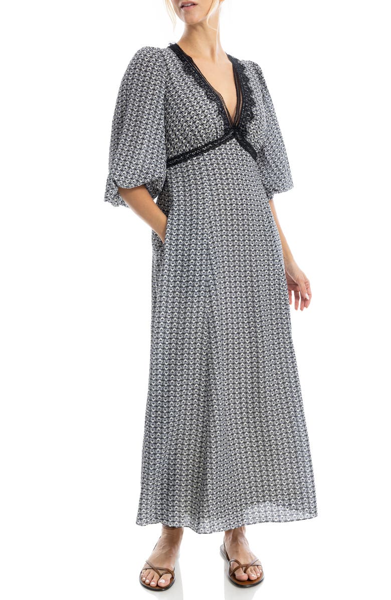 MAX STUDIO Lace Trim Maxi Dress, Alternate, color, Ivory Stacking Hearts