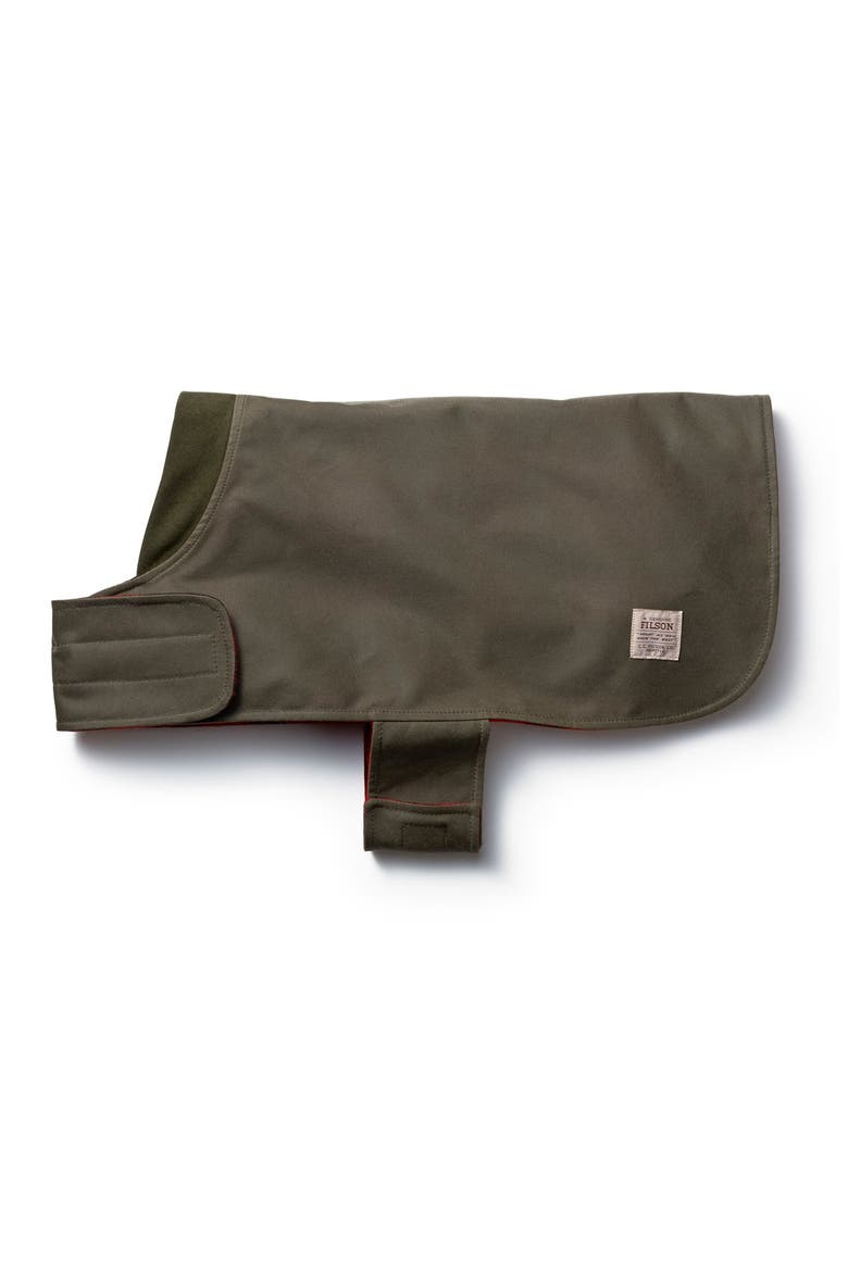 'Shelter' Water Repellent Reversible Dog Coat, Main, color, OTTER GREEN