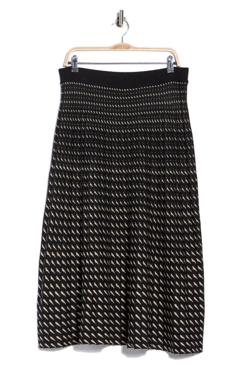 Rain Striped Midi Skirt, Alternate, color, BLACK/ BONE RAIN
