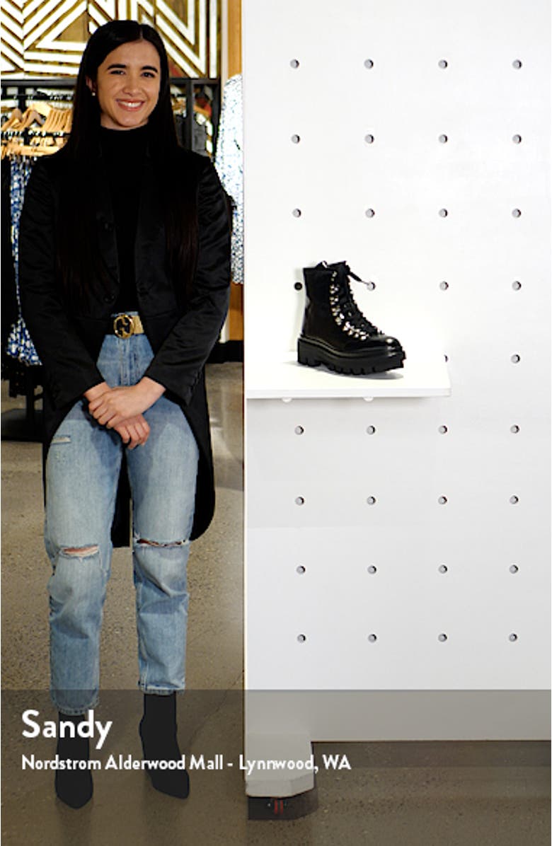 Wanda Genuine Shearling Lug Sole Combat Boot, sales video thumbnail