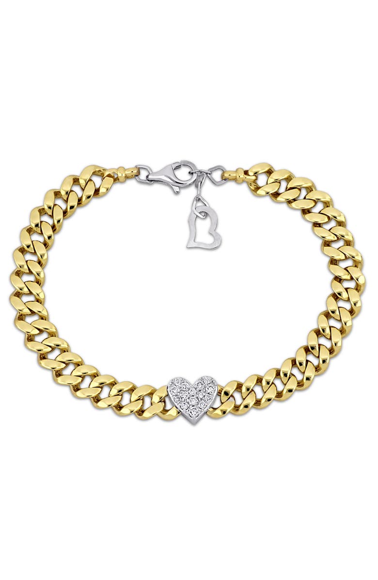 Julianna B. Diamond Heart Cuban Link Bracelet 14k, Main, color, 14K Gold