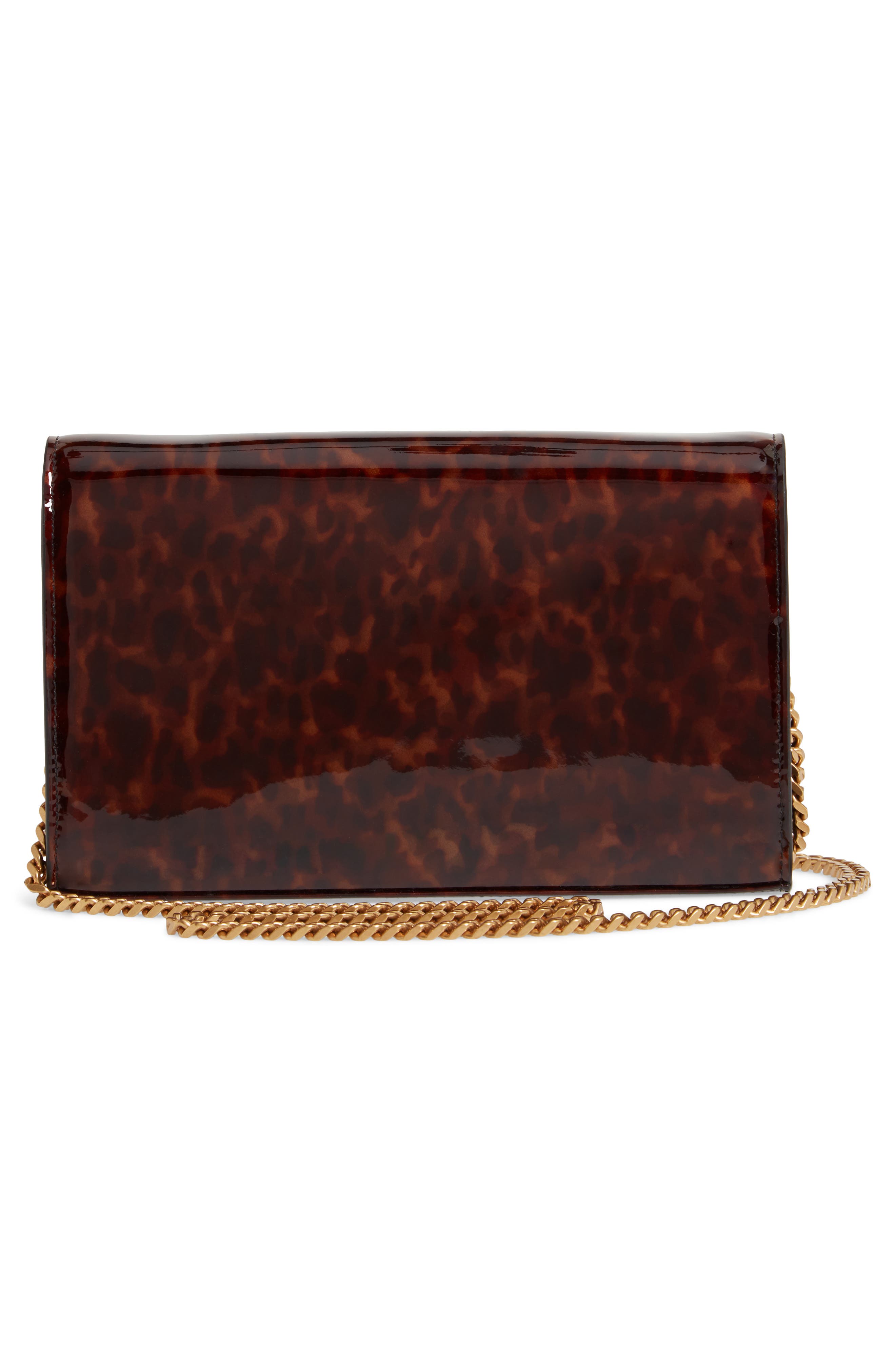 Saint Laurent Kate Calfskin Leather Wallet on a Chain, Alternate, color, 
