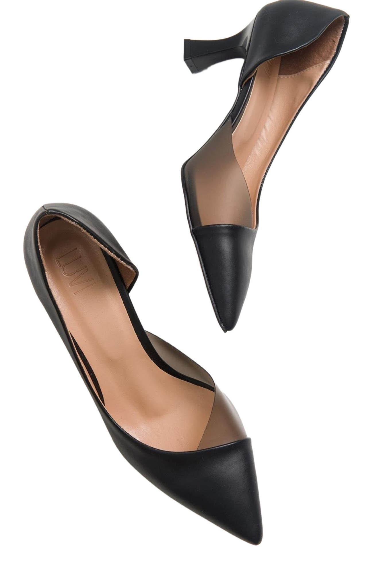 Prologue Shoes Vera Pointed Toe Pump, Alternate, color, Black Faux Leather