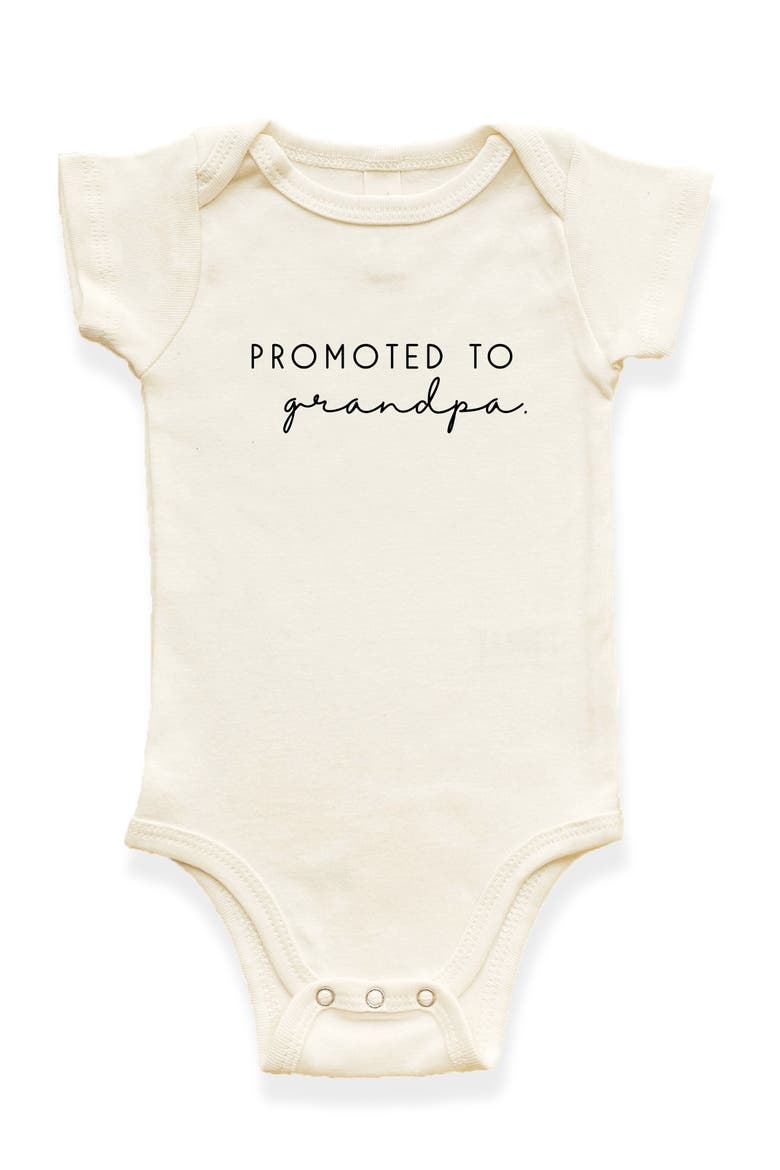 Promoted to Grandpa Organic Baby Bodysuit, Main, color, Natural