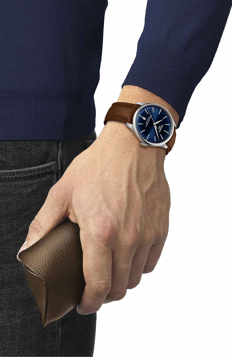 Tissot Chemin des Tourelles Powermatic 80 Leather Strap Watch, 39mm, Alternate, color, 