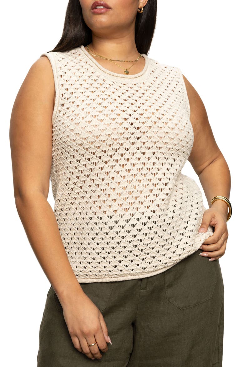 Open Stitch Sleeveless Cotton Sweater, Main, color, ECO NATURAL