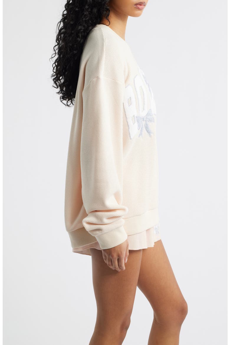Sunshine & Rainbows Kara Oversize Waffle Knit Sweatshirt, Alternate, color, PEACH
