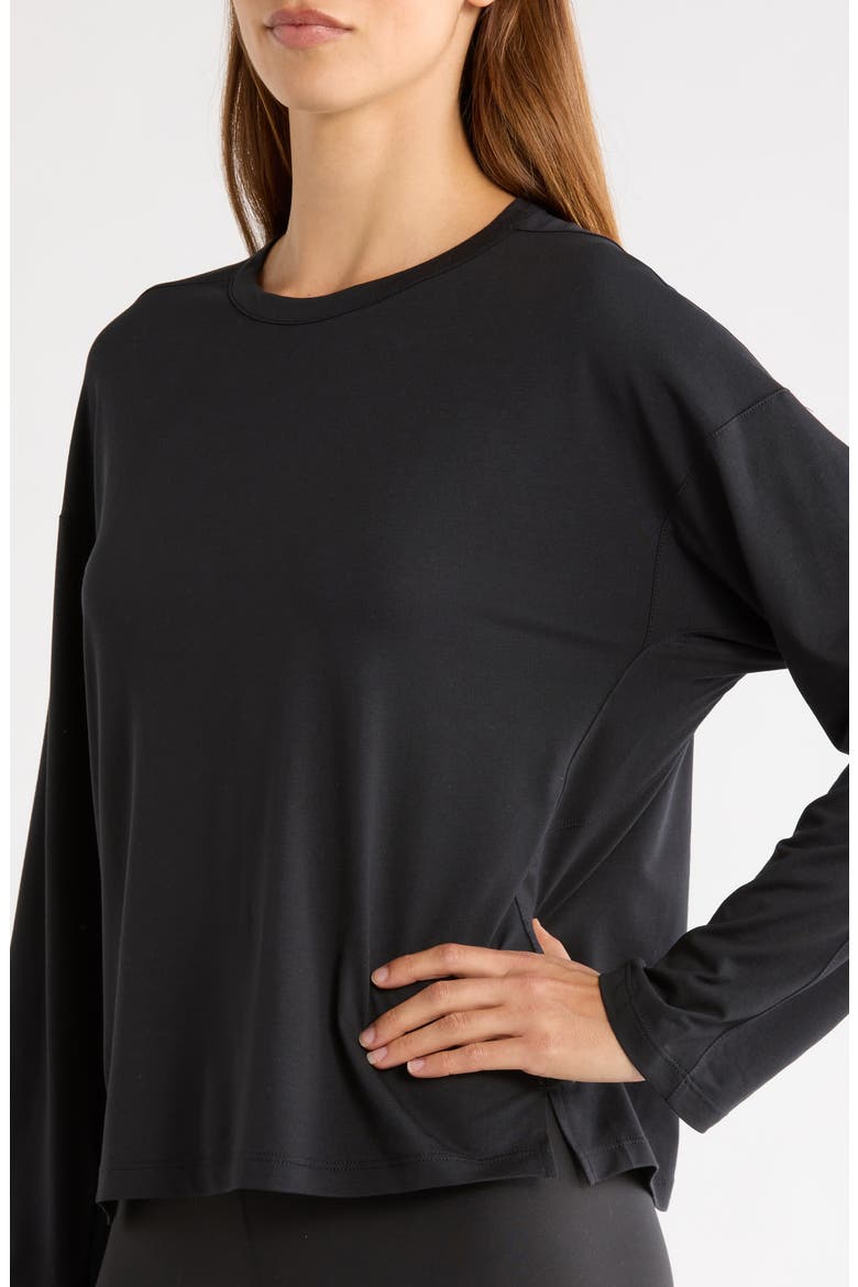 24.7 ImpossiblySoft Light Dri-FIT Long Sleeve Performance T-Shirt, Alternate, color, BLACK/ DK SMOKE GREY