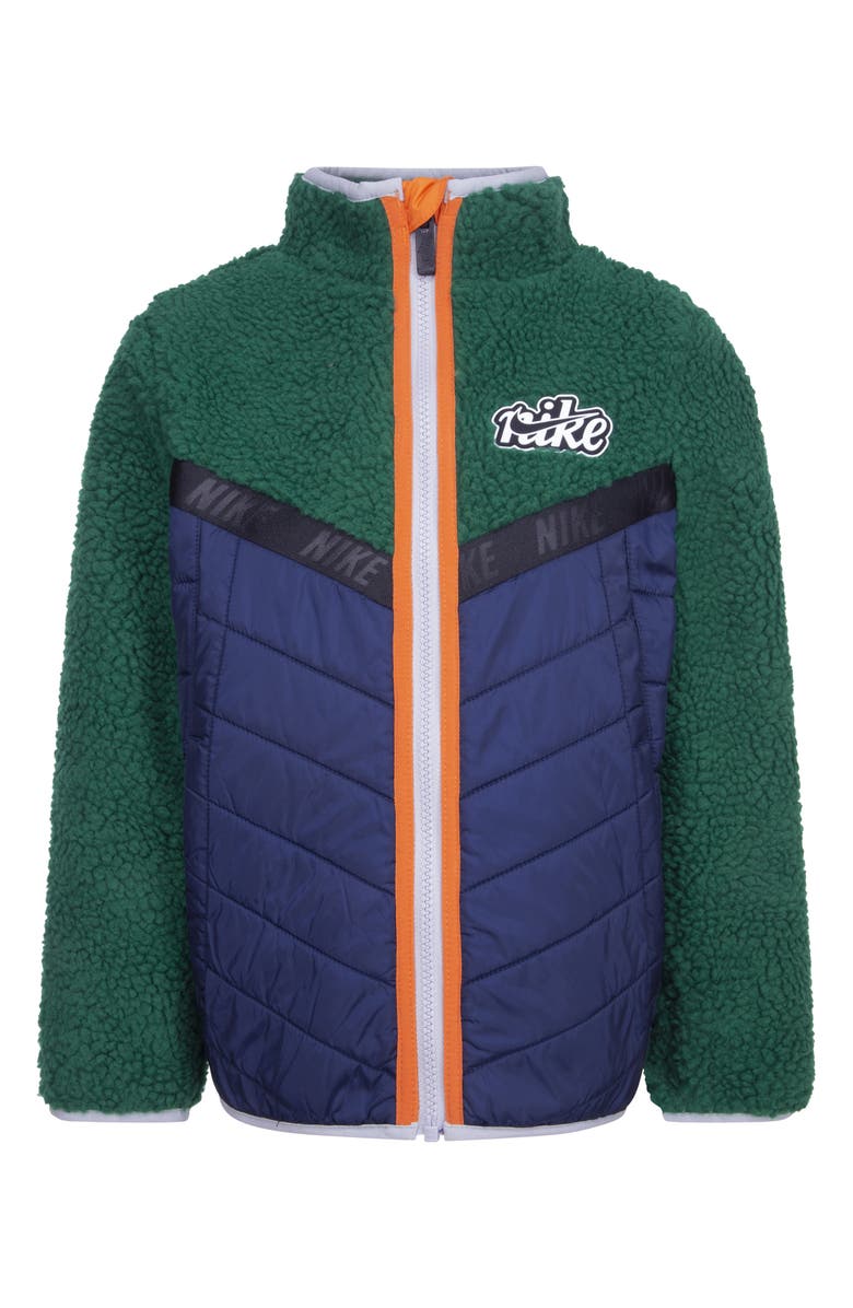 Nike Kids' Fleece Quilted Jacket, Main, color, Malachite