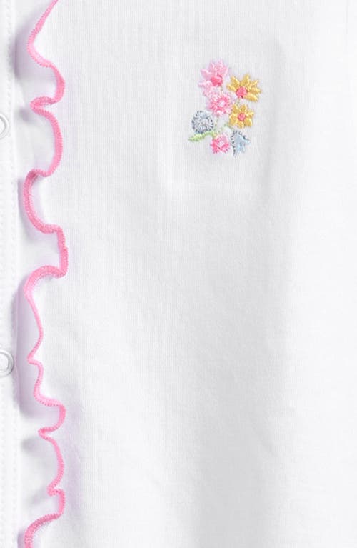 Kissy Kissy Ruffle Pima Cotton Footie & Hat Set In White/pink