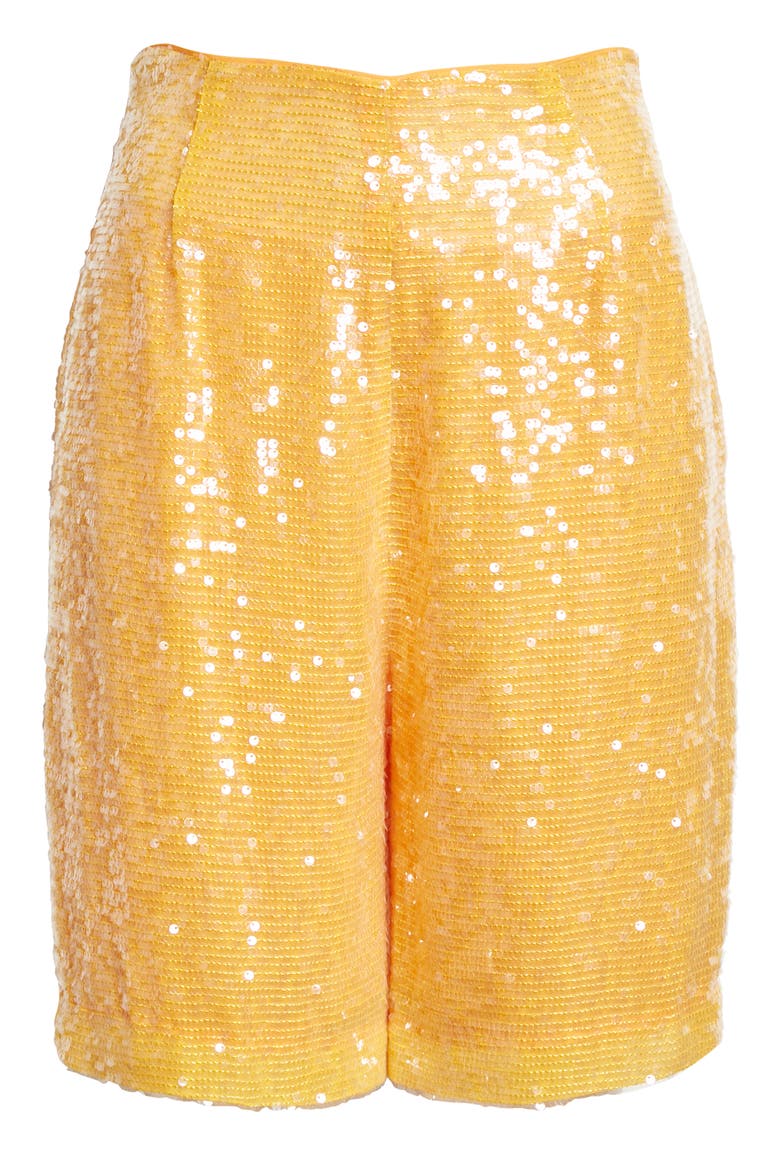 High Waist Sequin Bermuda Shorts, Alternate, color, BURNT ORANGE