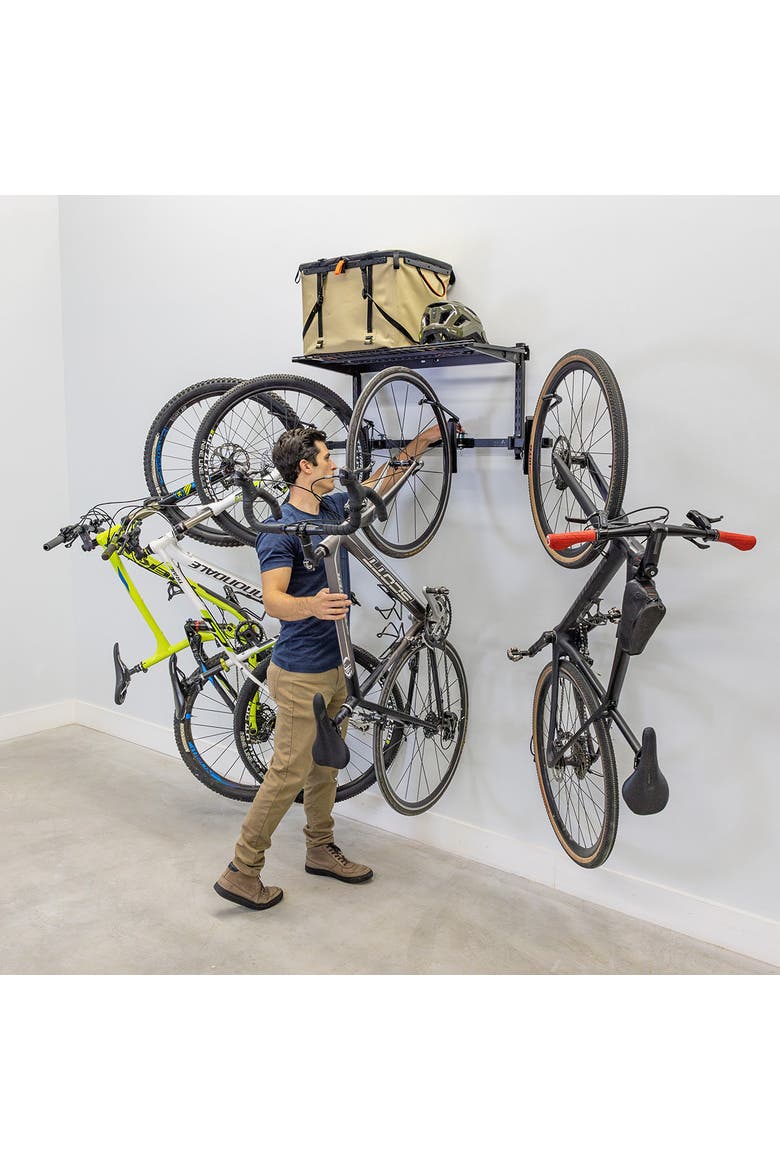 G-Swivel Bike + Shelf - Adjustable Wall Storage System - Holds 4 Bikes, Alternate, color, Black