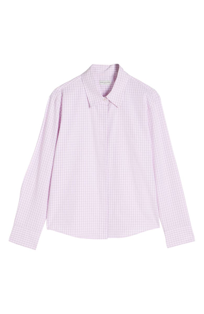 Dries Van Noten Clavini Grid Print Cotton Poplin Button-Up Shirt, Alternate, color,
