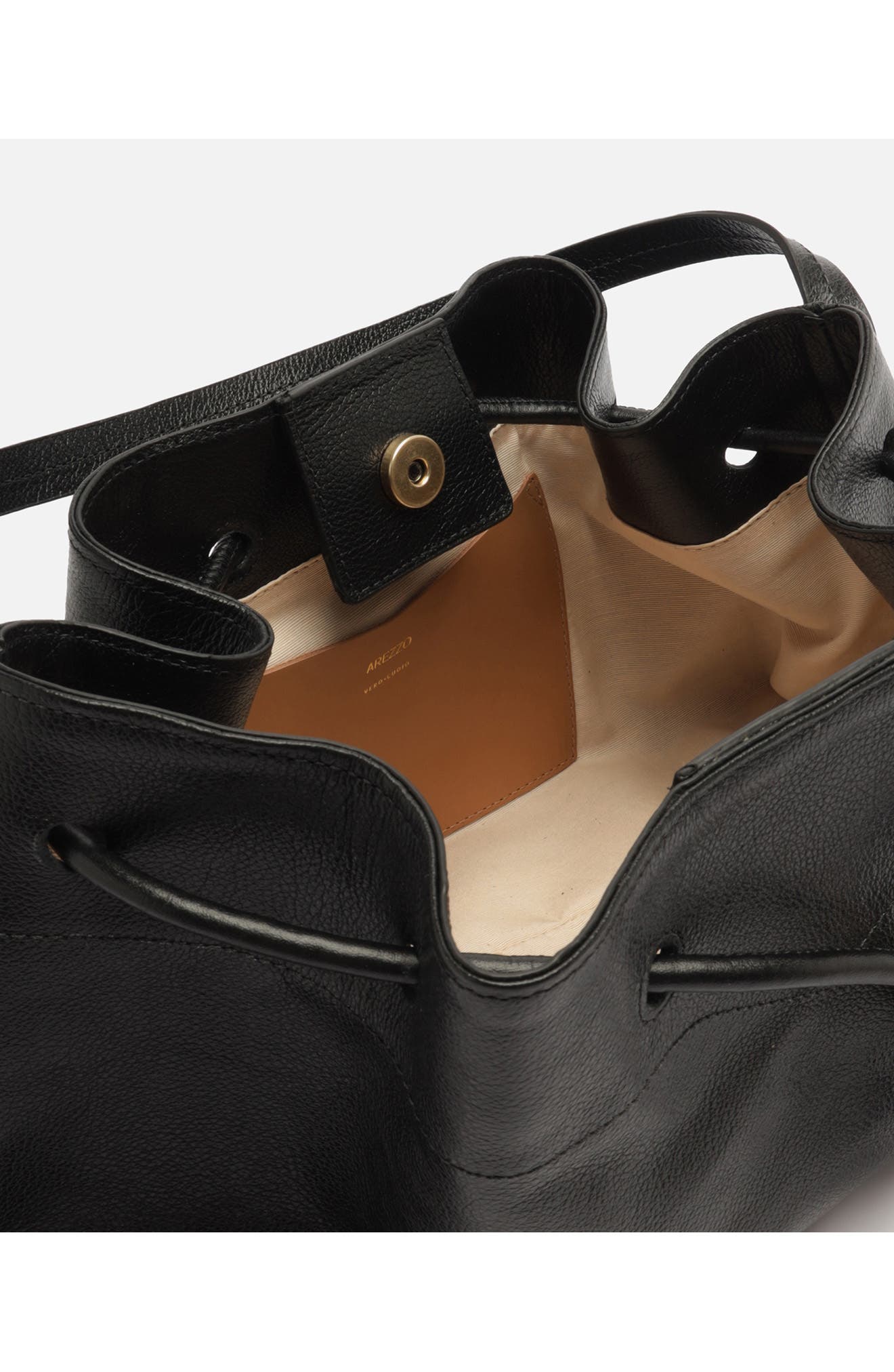 Vivianne Medium Leather Bucket Bag, Alternate, color, BLACK