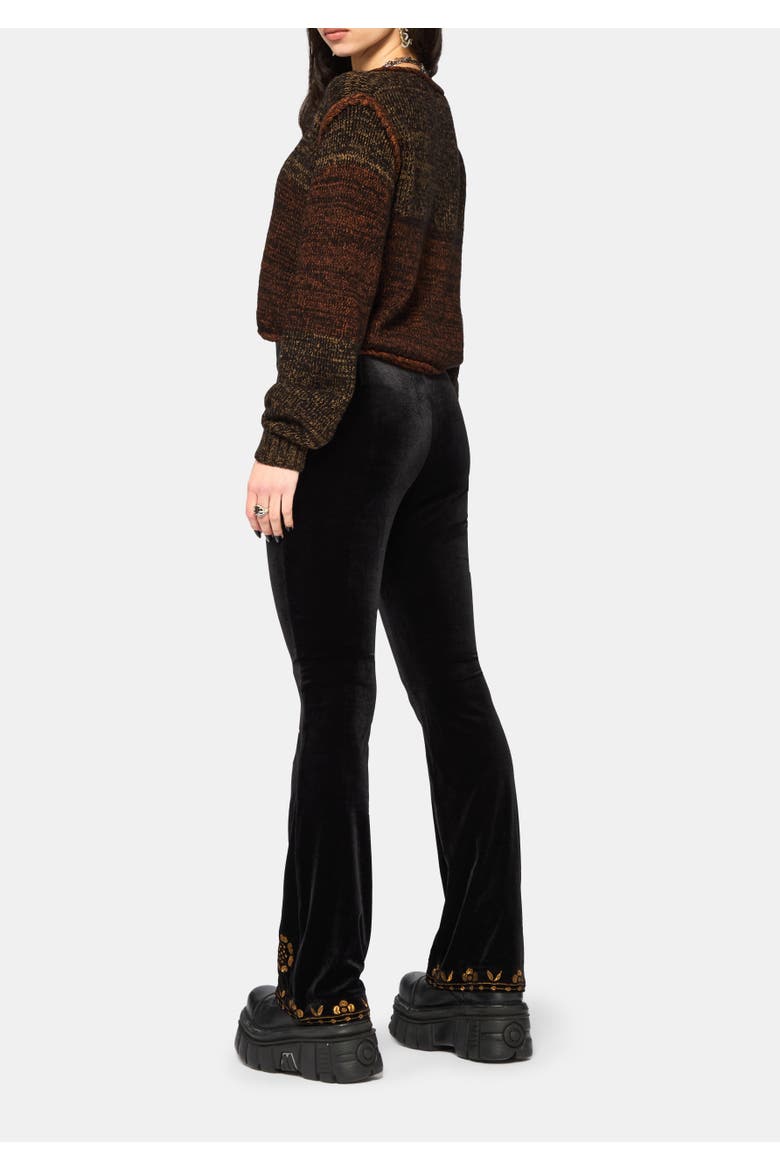 Kobra Velour Embroidered Flare Trouser, Alternate, color, Black