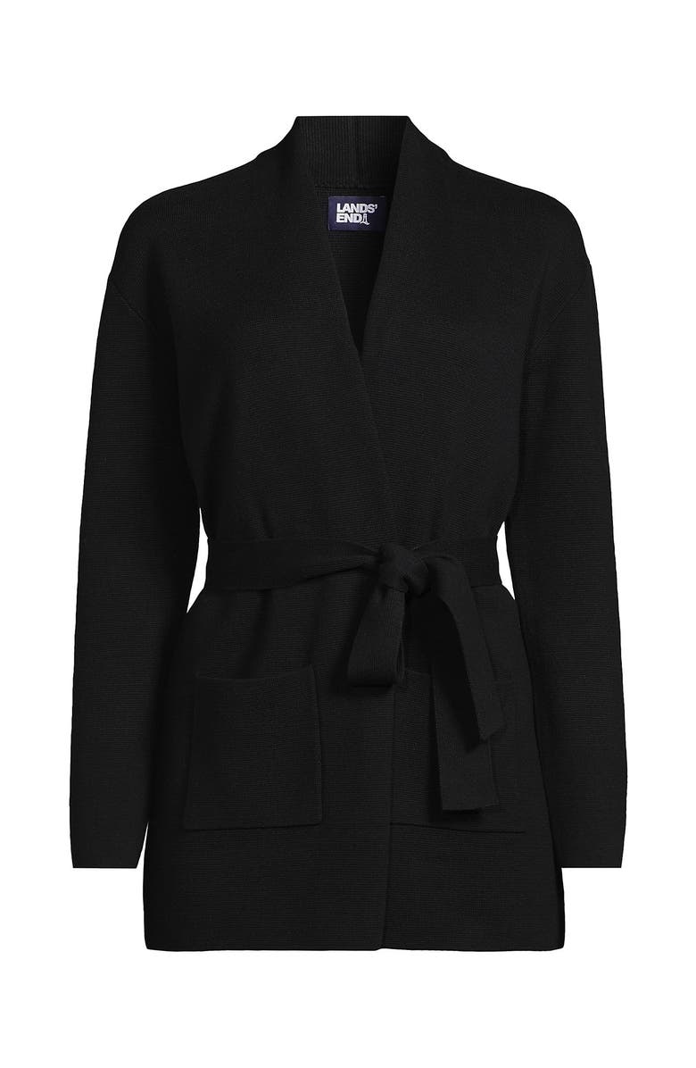 Lands' End Fine Gauge Milano Belted Long Line Cardigan Sweater, Alternate, color, 