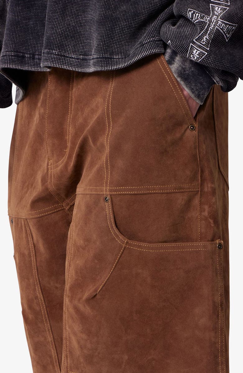 mnml Baggy Faux Suede Work Shorts, Alternate, color, 