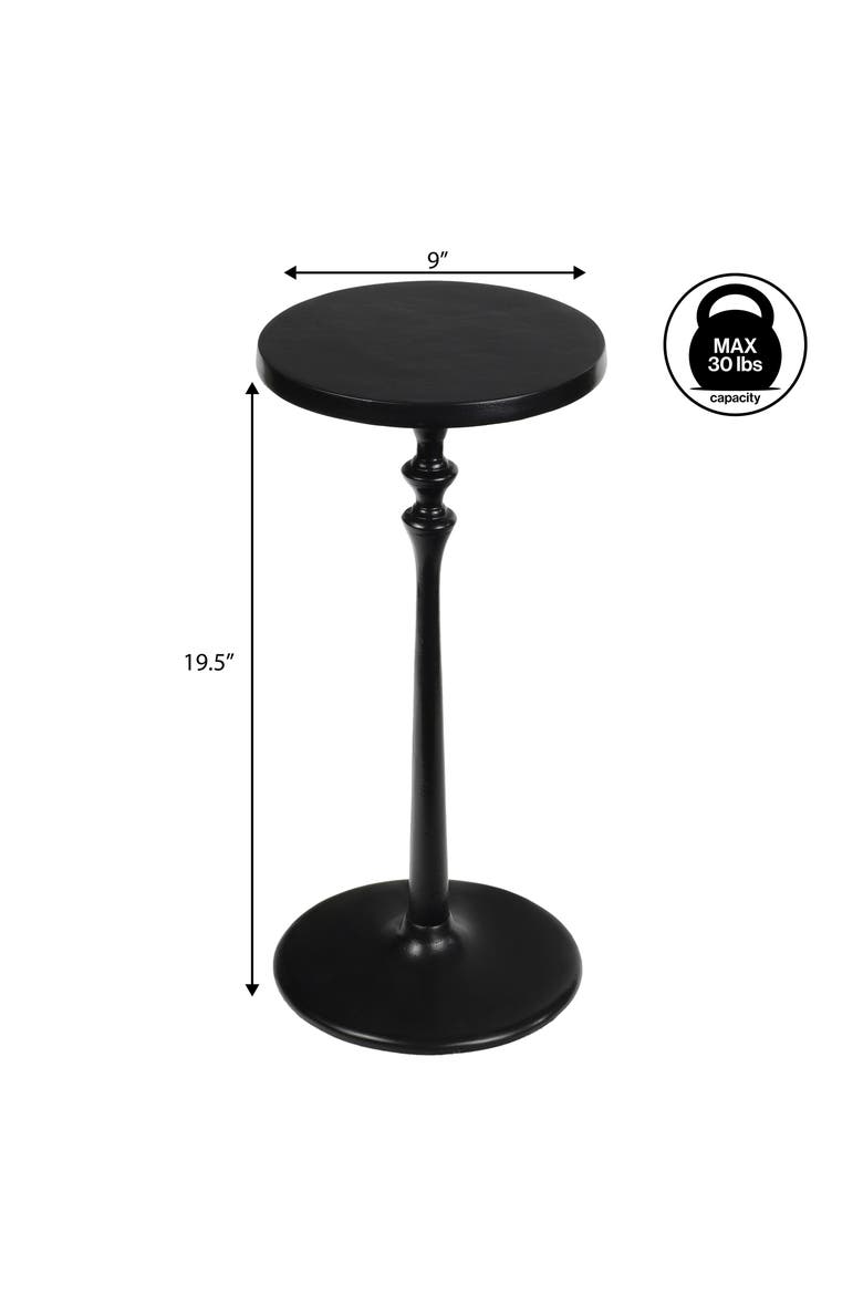 Lulu Modern Round Metal Drink Table, Oil Rubbed Pedestal Martini Accent Side Table for Small Spaces, Alternate, color, Black