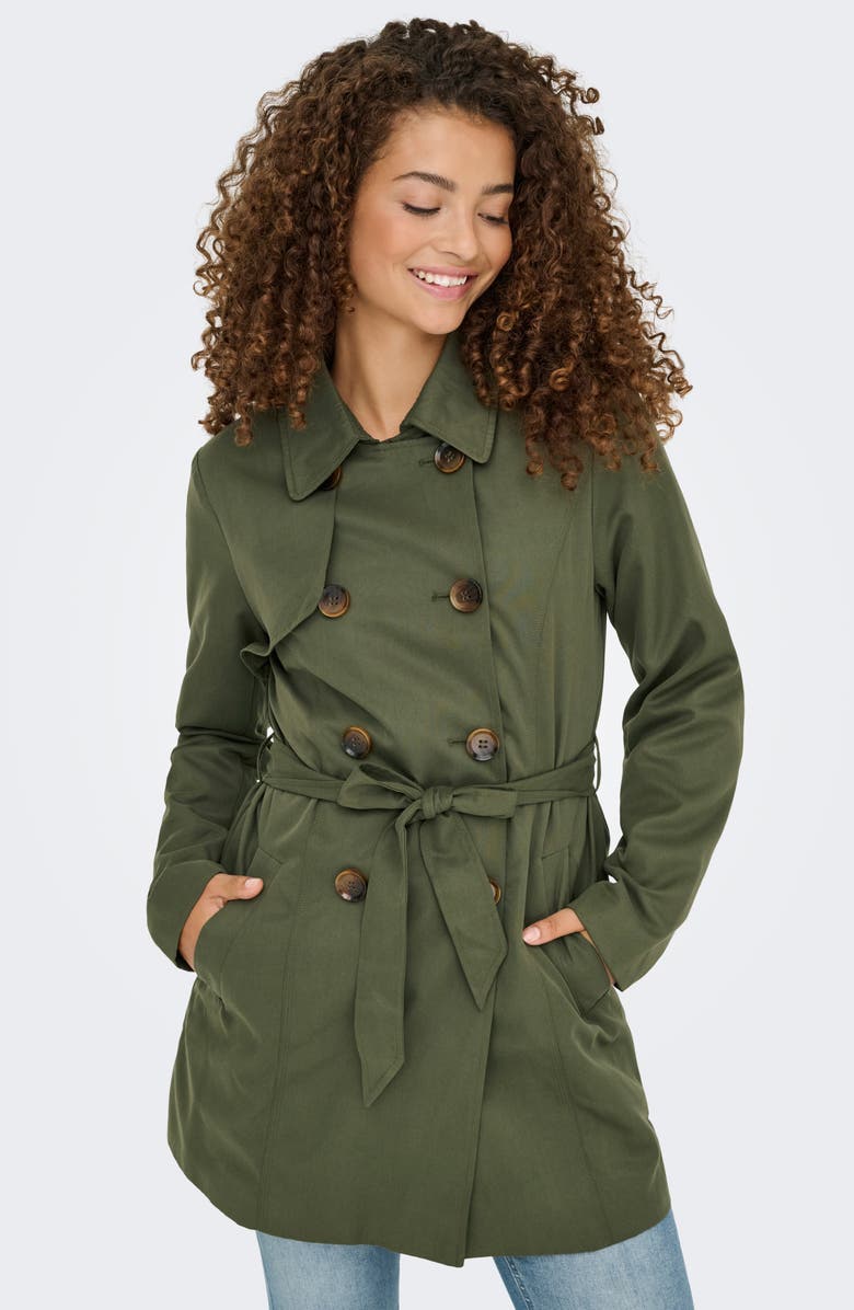 Only Valerie Water Resistant Trench Coat, Alternate, color, Grape Leaf