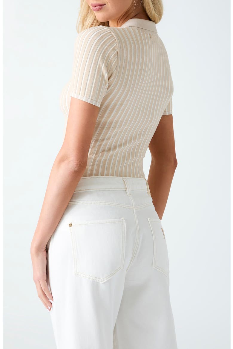 Regina Lace-Up Short Sleeve Polo Sweater, Alternate, color, BEIGE