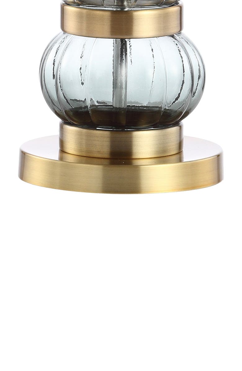 JONATHAN Y Linna 27.5" Glass/Metal Table Lamp, Smoked Gray/Brass Gold, Alternate, color, 