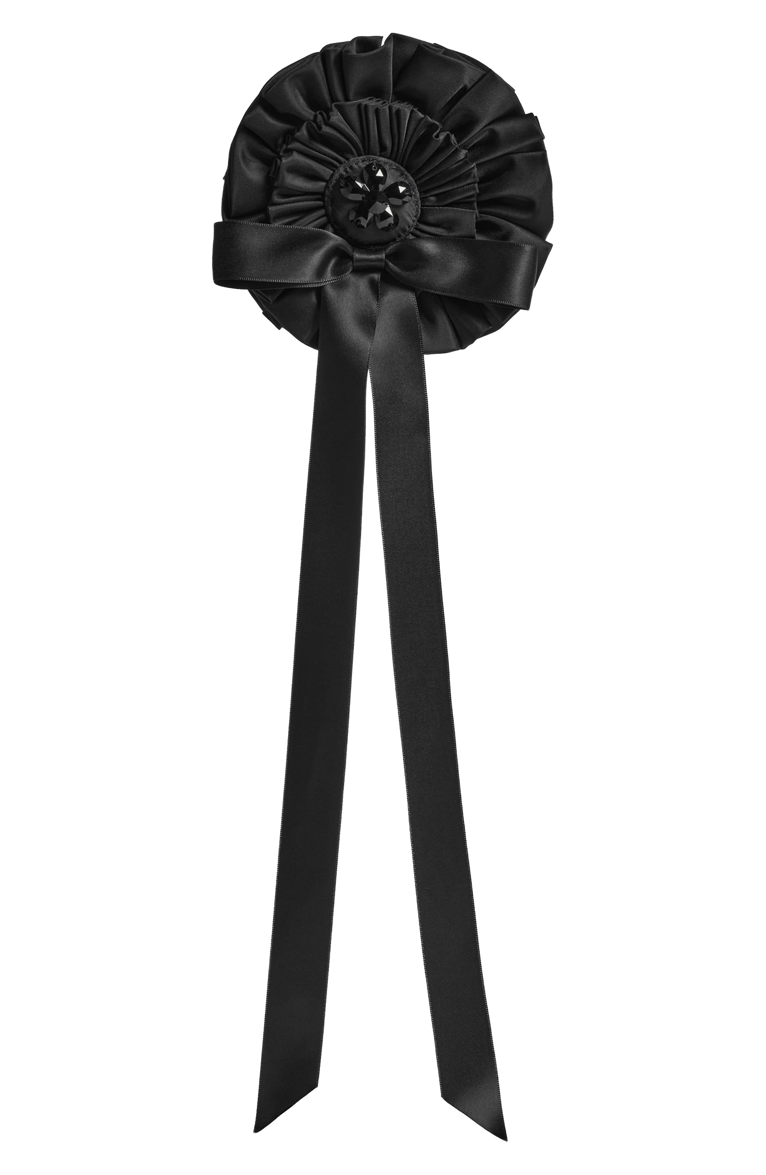 Ribbon Rosette Bag Charm, Main, color, BLACK/ JET