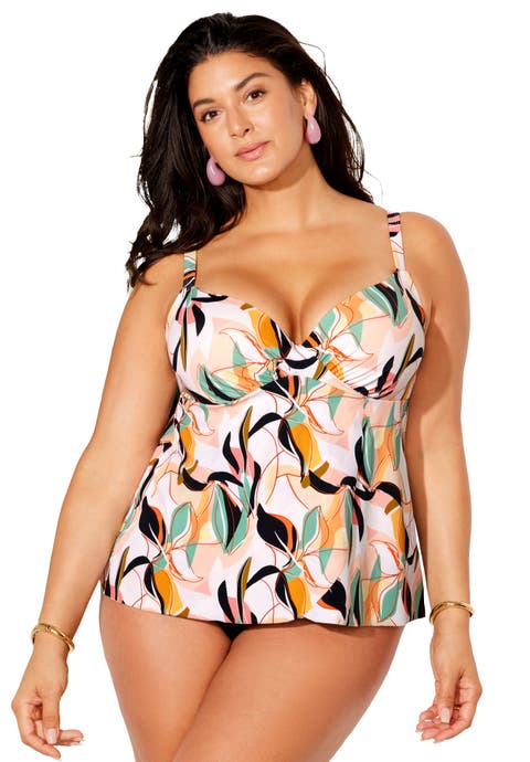 Bra Sized Faux Flyaway Underwire Tankini Top
