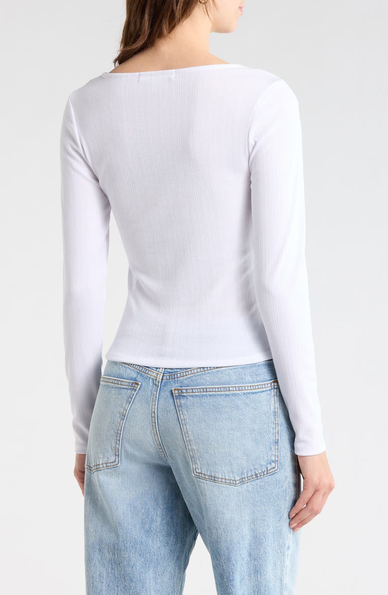 Madden Girl Tie Front Lace Trim Top, Alternate, color, White