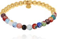 Jessica Simpson Multicolor Beaded Stretch Bracelet with Gold Accents